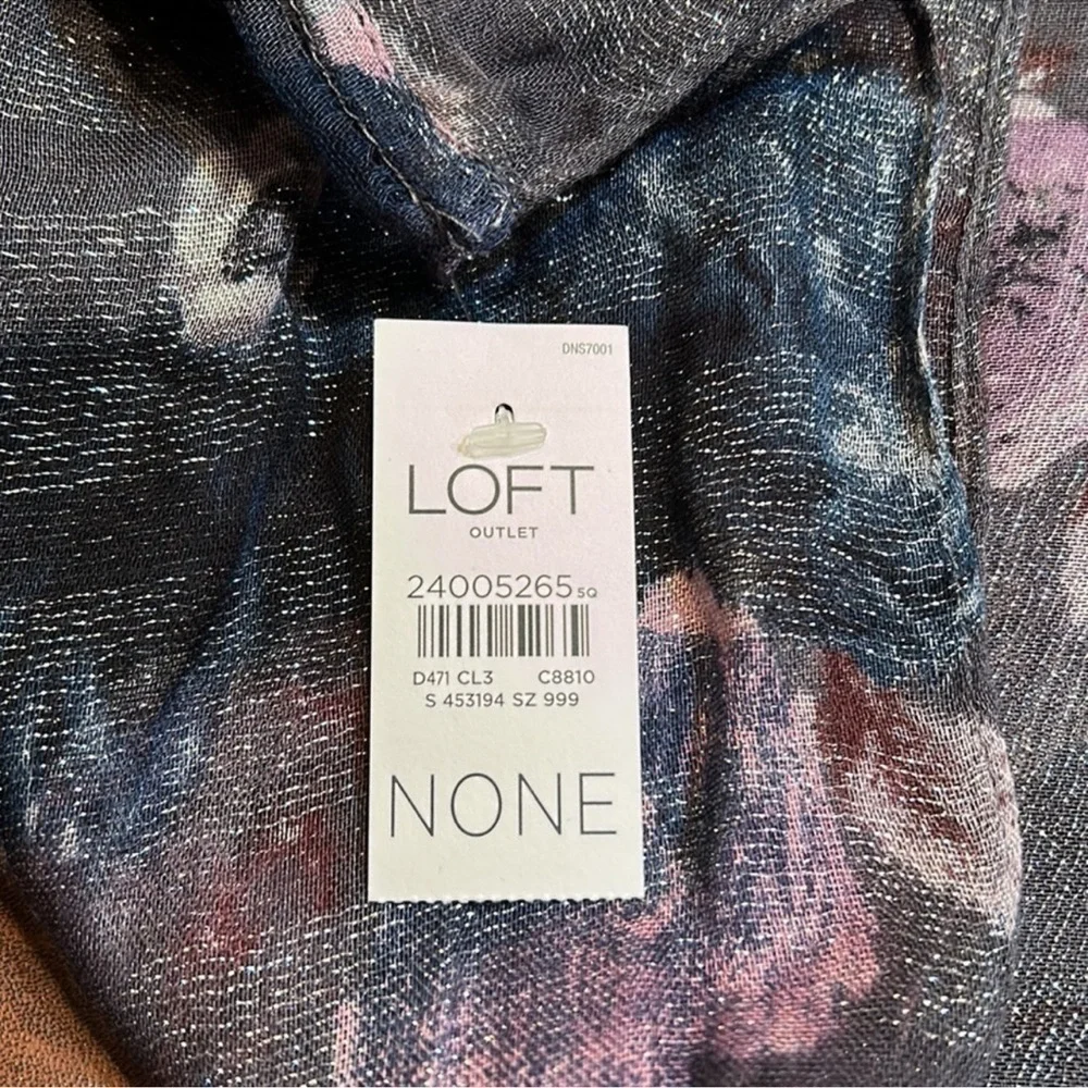 LOFT Gorgeous Gray & Mauve/Rose Sparkly Floral Print Infinity Scarf NWT!
